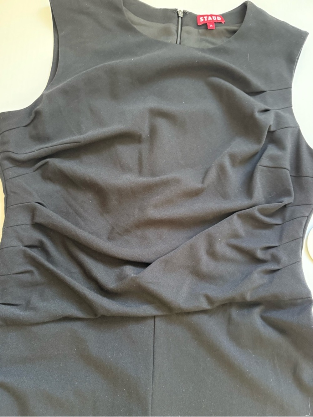 NWT STAUD Black Wide Leg Jumpsuit Ruched Bodice Size 14 - Picture 5 of 8